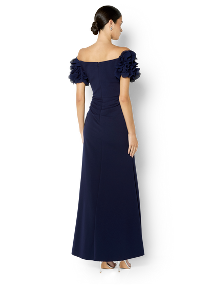Diana Navy Ruffle Sleeve Gown