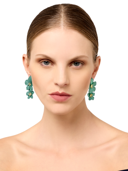 Freya Emerald Floral Earrings