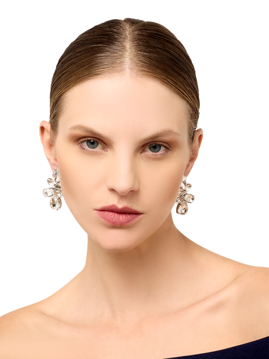 Maude Silver Crystal Earrings