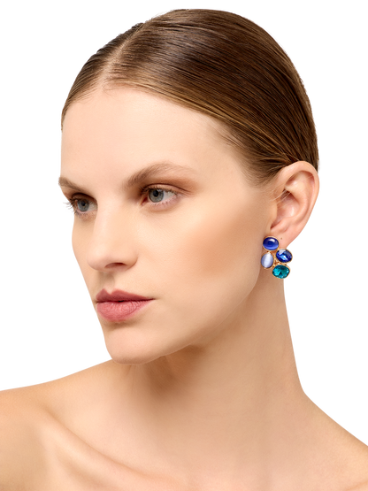Helen Sky Blue Cluster Earrings
