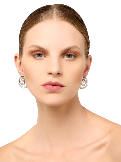 Dove Silver Spiral Earrings