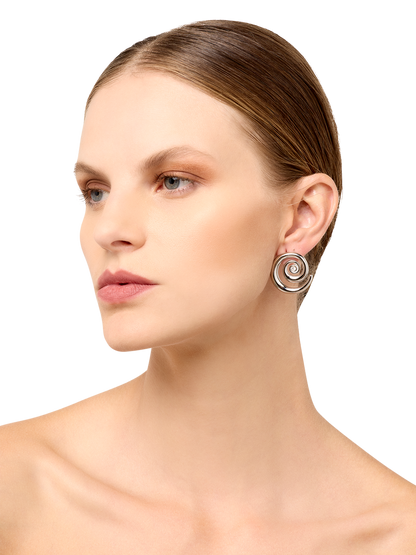 Dove Silver Spiral Earrings