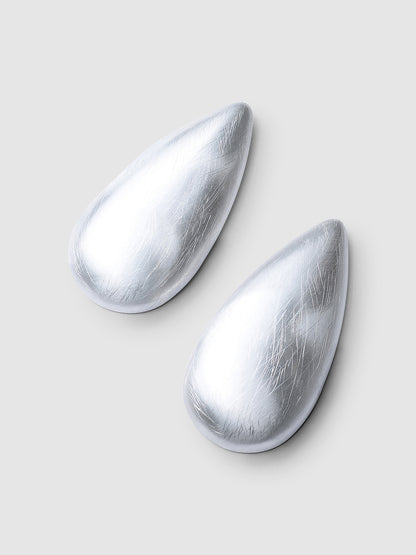 Elara Brushed Silver Metal Earrings