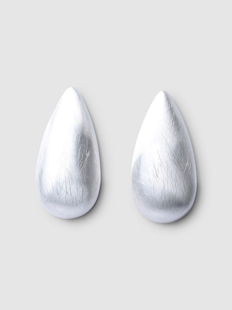 Elara Brushed Silver Metal Earrings