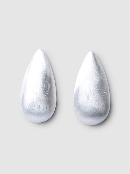 Elara Brushed Silver Metal Earrings
