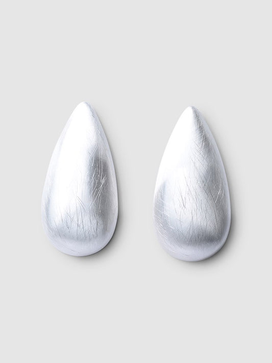 Elara Brushed Silver Metal Earrings