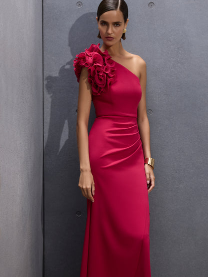Elle Hot Pink One Shoulder Gown