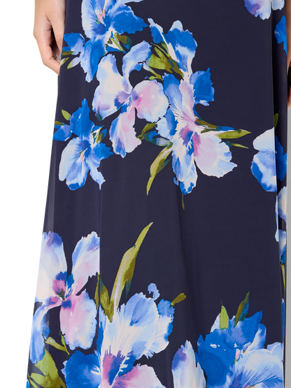 Eliana Navy Floral Print Halter Dress