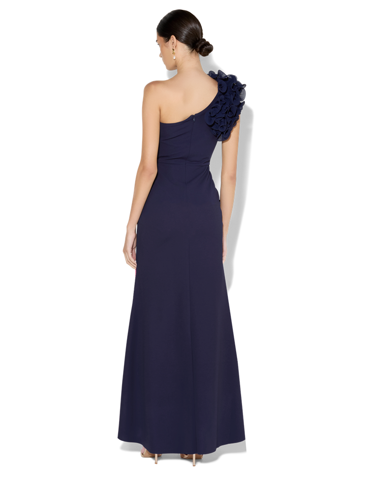 Elle Navy One Shoulder Gown