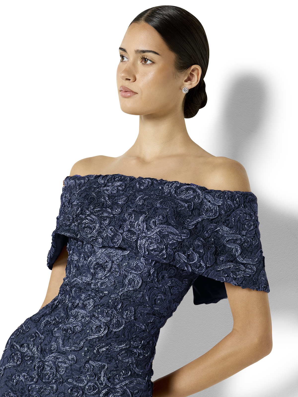Emerson Navy Off The Shoulder Gown