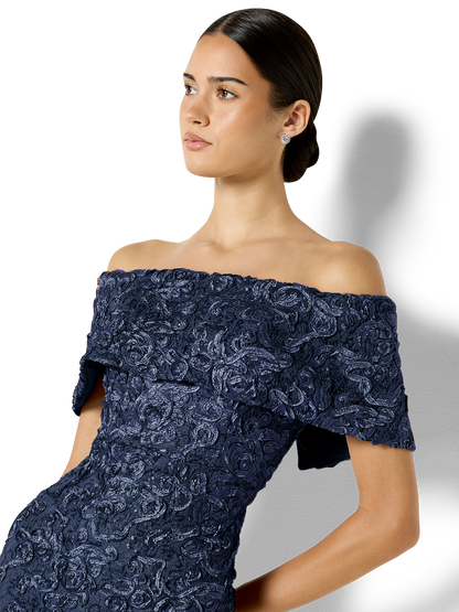 Emerson Navy Off The Shoulder Gown