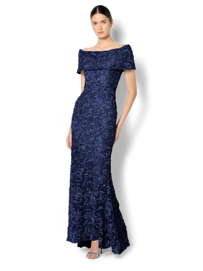 Emerson Navy Off The Shoulder Gown
