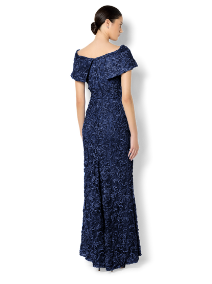 Emerson Navy Off The Shoulder Gown