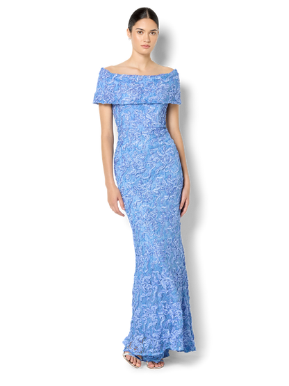 Emerson Sky Blue Off The Shoulder Gown
