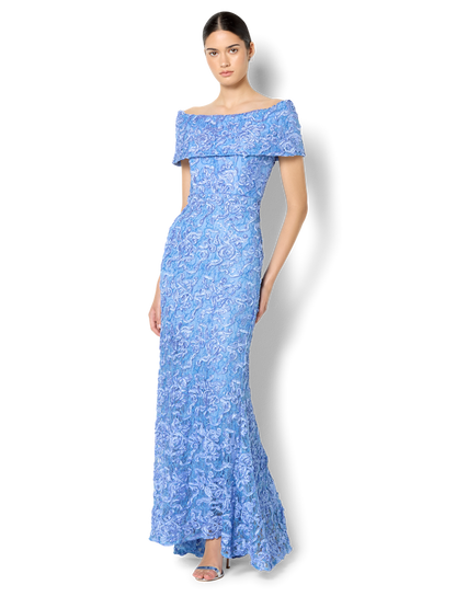 Emerson Sky Blue Off The Shoulder Gown