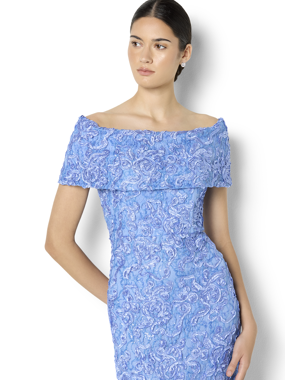 Emerson Sky Blue Off The Shoulder Gown