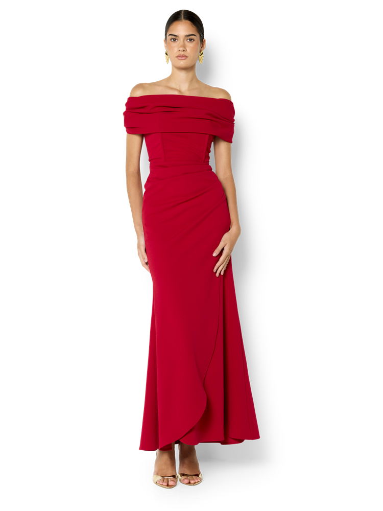 Emory Red Off the Shoulder Gown