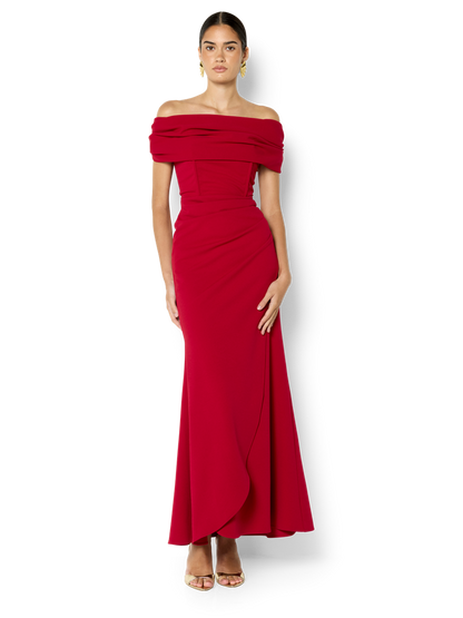 Emory Red Off the Shoulder Gown