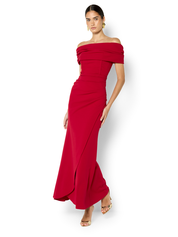 Emory Red Off the Shoulder Gown