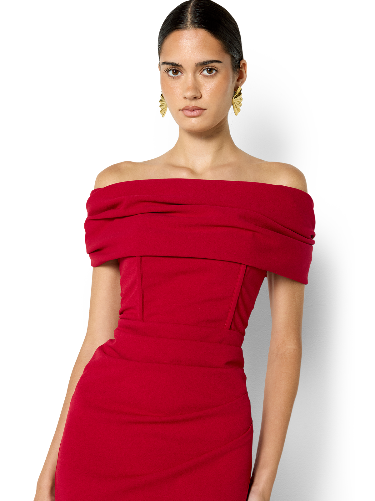 Emory Red Off the Shoulder Gown