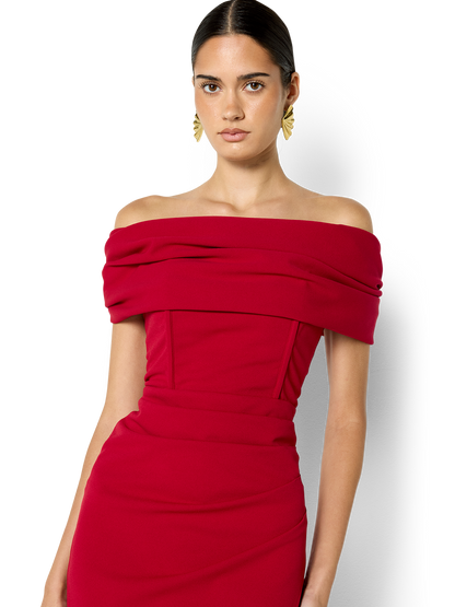 Emory Red Off the Shoulder Gown