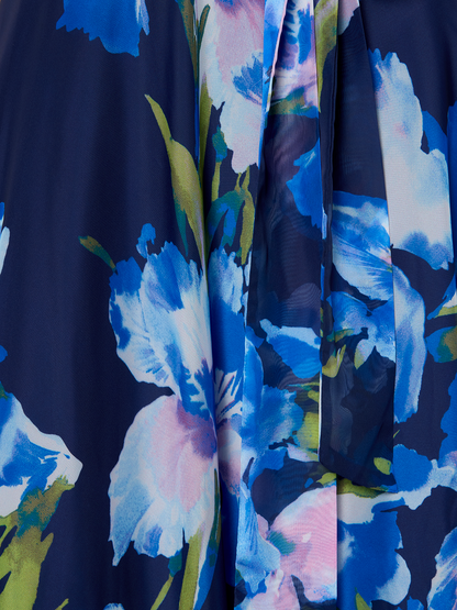 Eliana Navy Floral Print Halter Dress