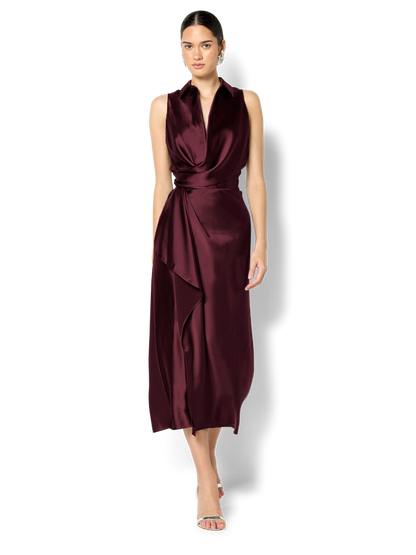 Elsie Merlot Satin Dress