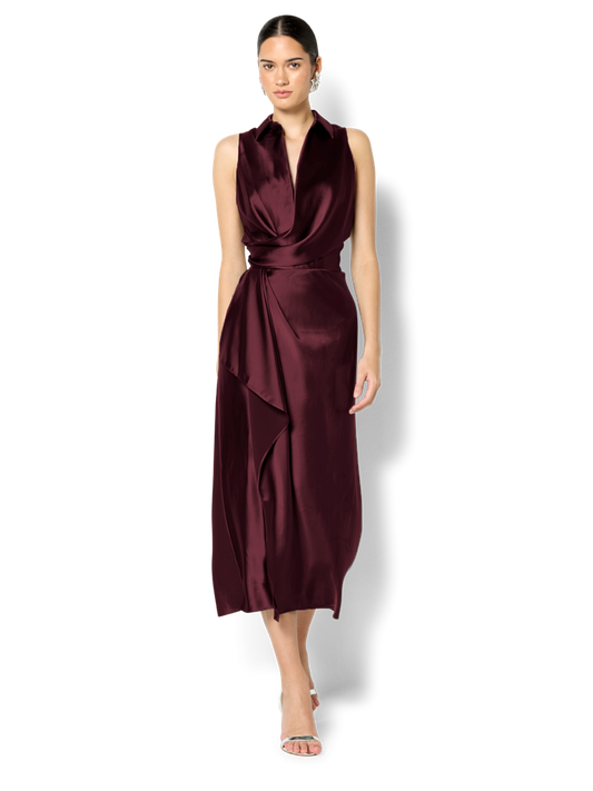 Elsie Merlot Satin Dress