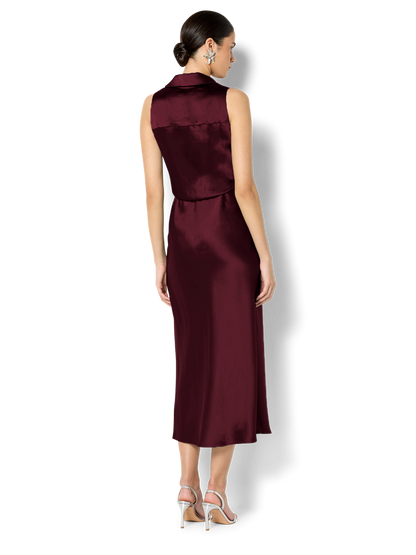 Elsie Merlot Satin Dress
