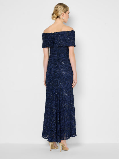 Emerson Navy Off The Shoulder Gown