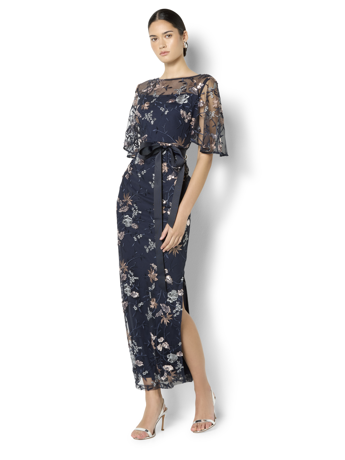 Florence Navy Embroidered Gown