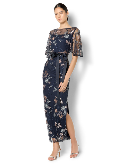 Florence Navy Embroidered Gown