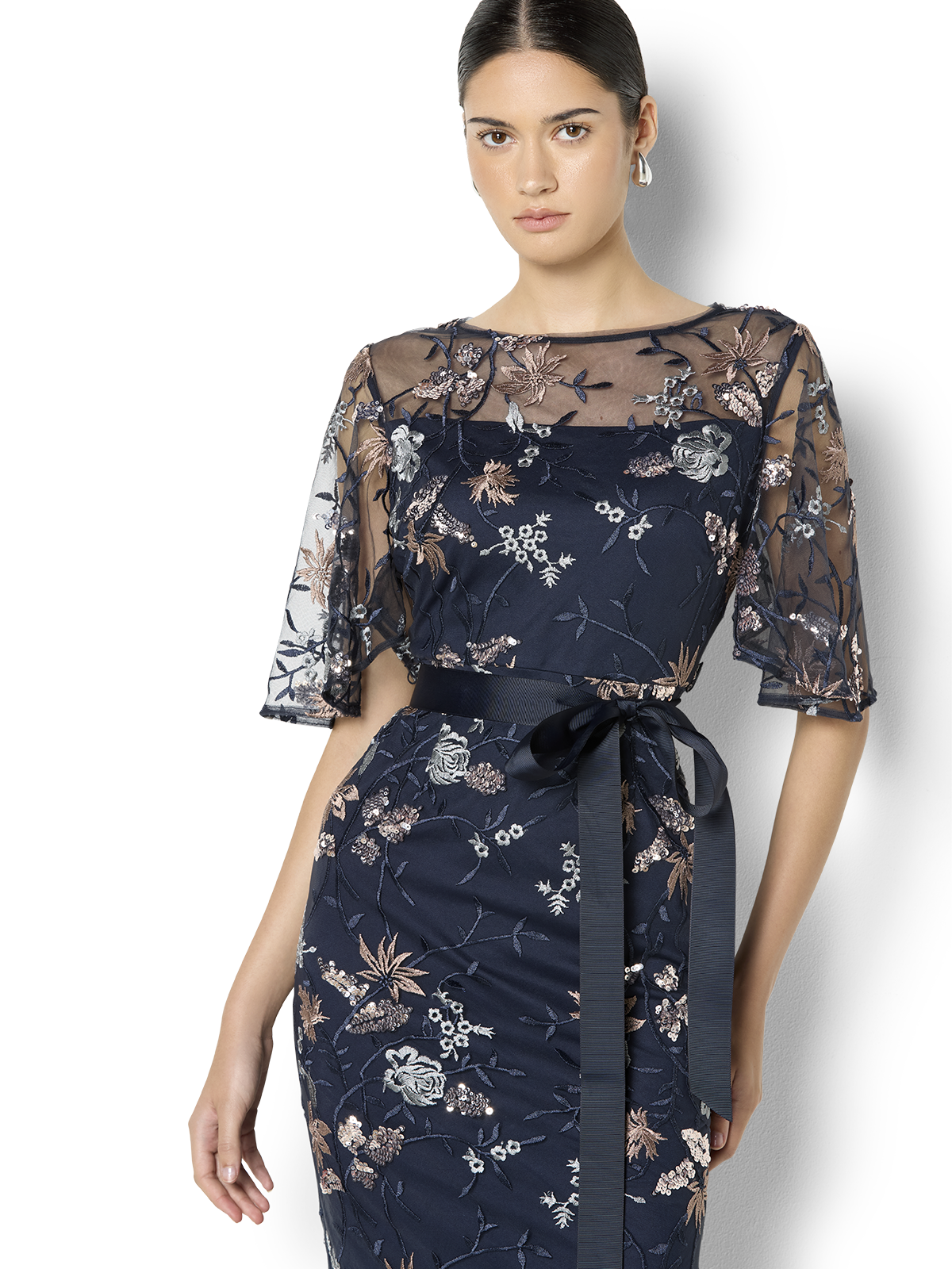 Florence Navy Embroidered Gown