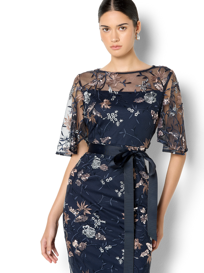 Florence Navy Embroidered Gown
