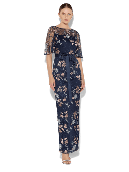 Florence Navy Embroidered Gown