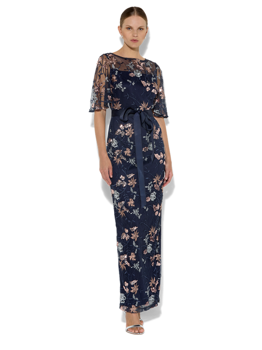 Florence Navy Embroidered Gown