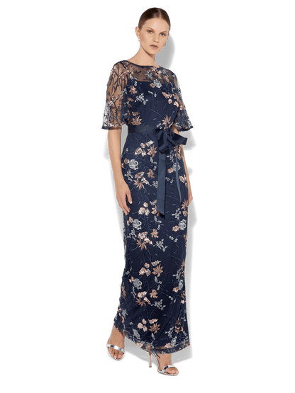 Florence Navy Embroidered Gown