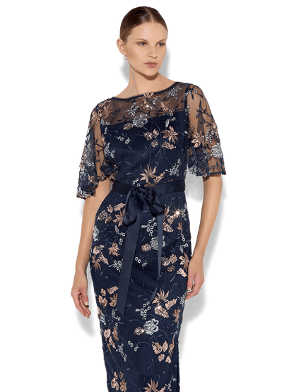 Florence Navy Embroidered Gown