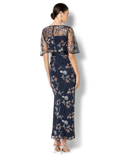 Florence Navy Embroidered Gown