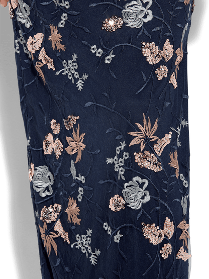 Florence Navy Embroidered Gown