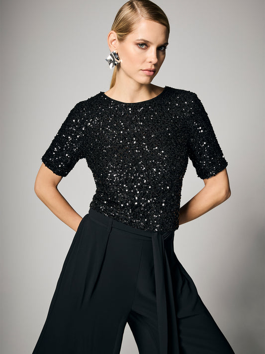 Ginger Black Sequin Top