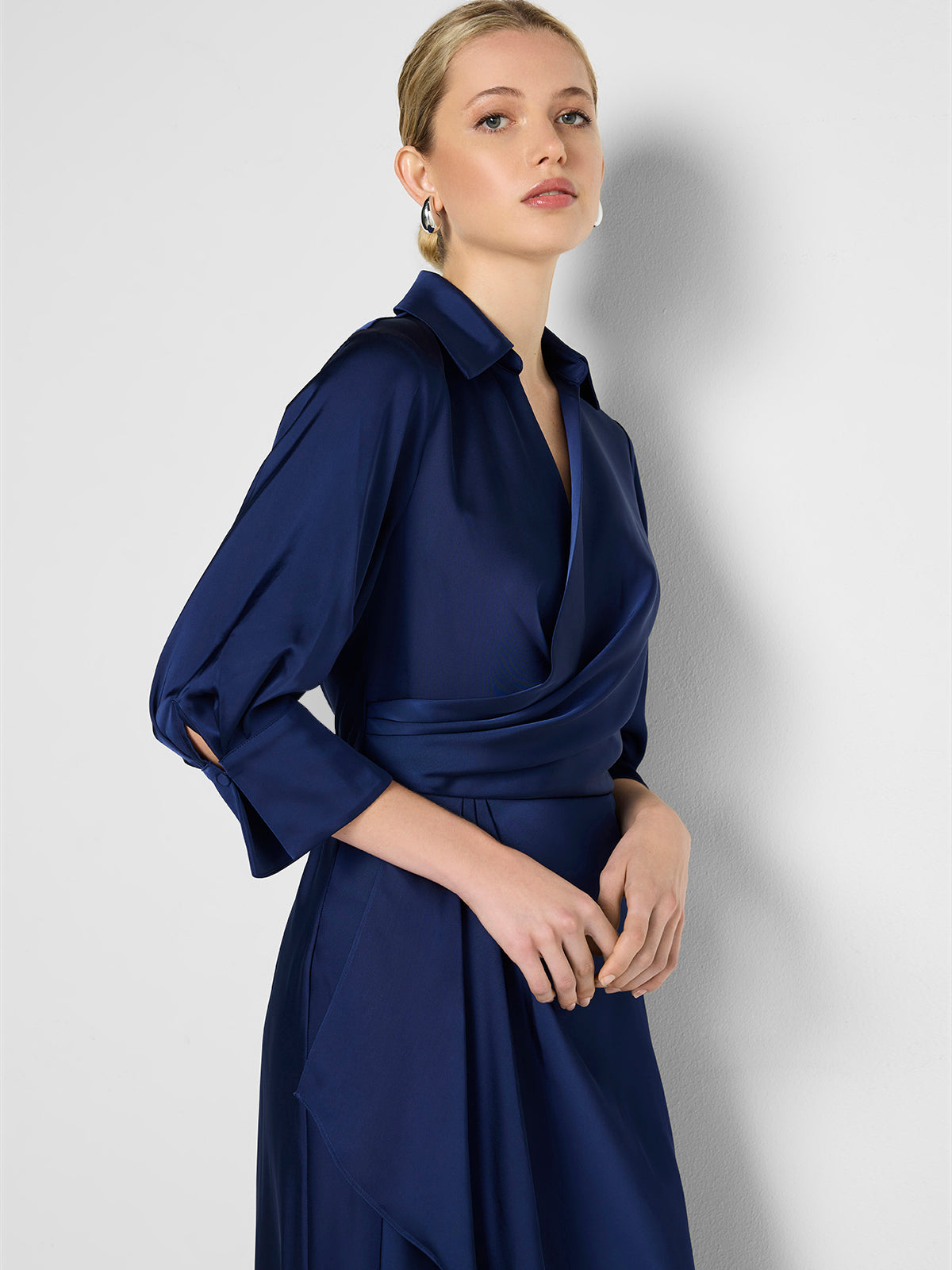 Gia Navy Satin Dress