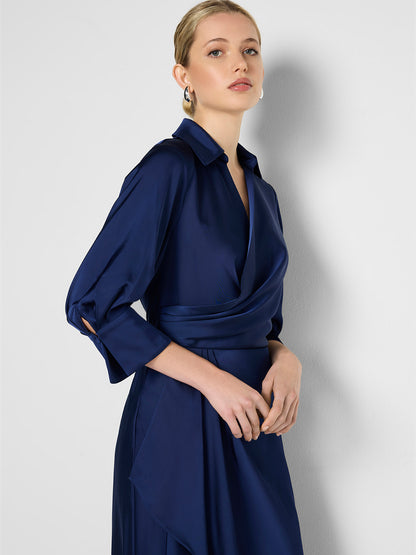 Gia Navy Satin Dress