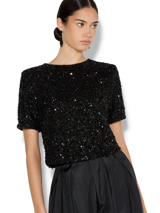 Ginger Black Sequin Top - Montique Clothing