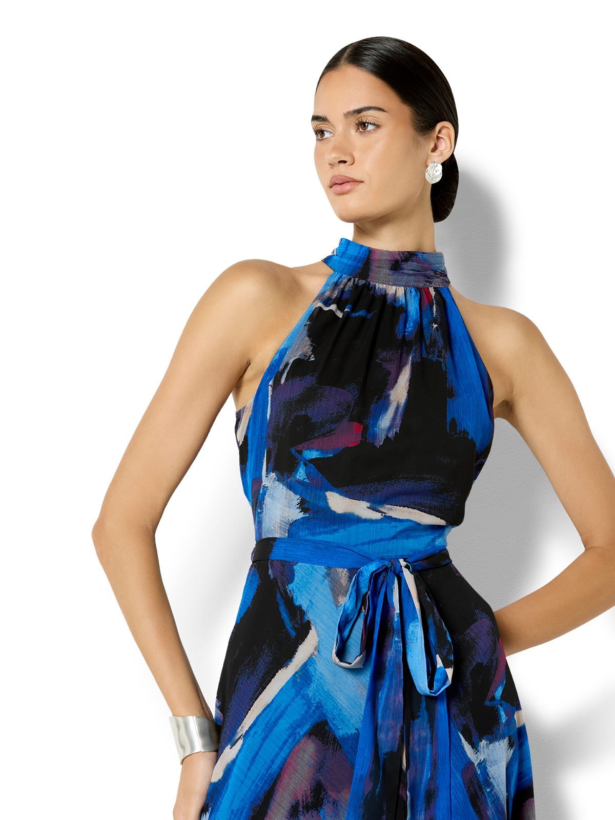 Gisele Sapphire Printed Halter Maxi