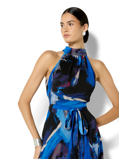 Gisele Sapphire Printed Halter Maxi