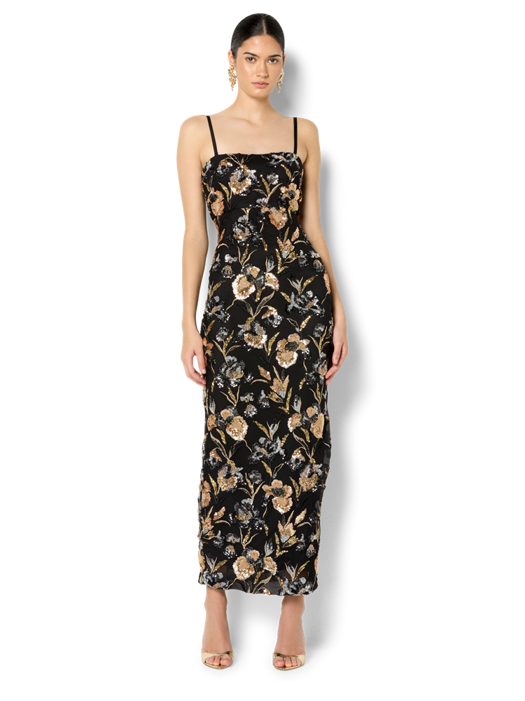 Harlow Black & Gold Sequin Gown