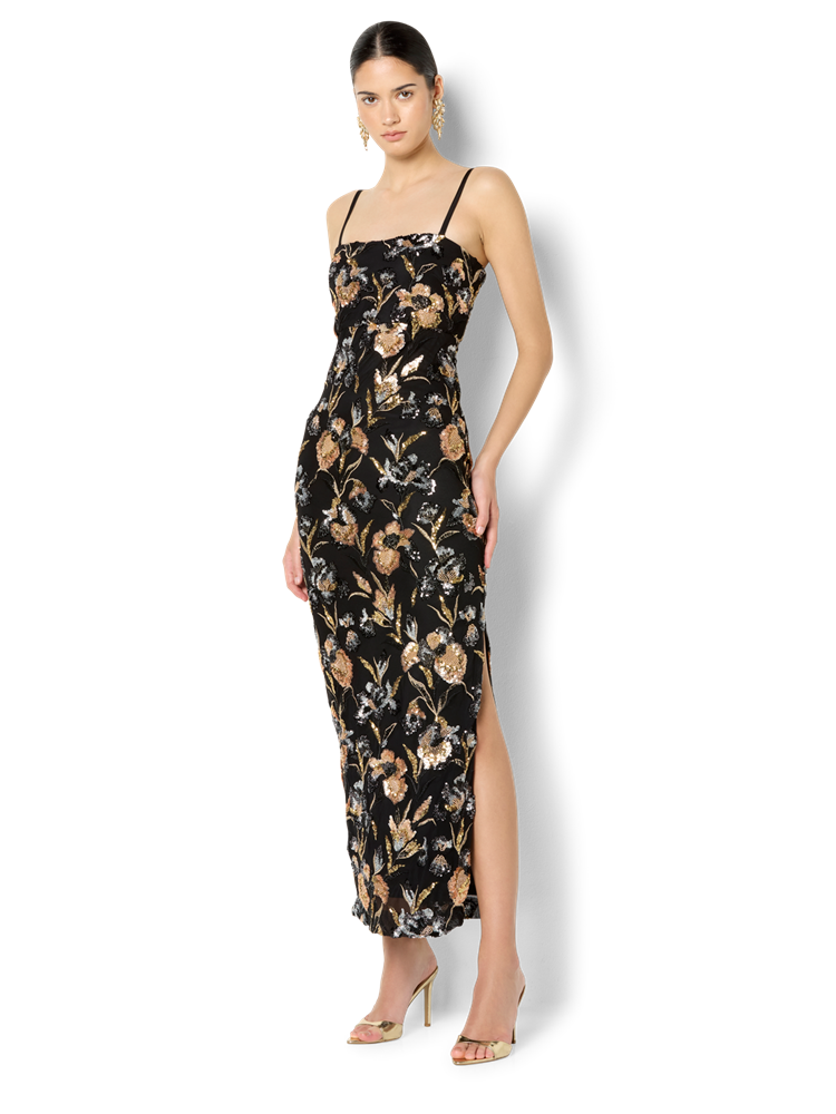 Harlow Black & Gold Sequin Gown