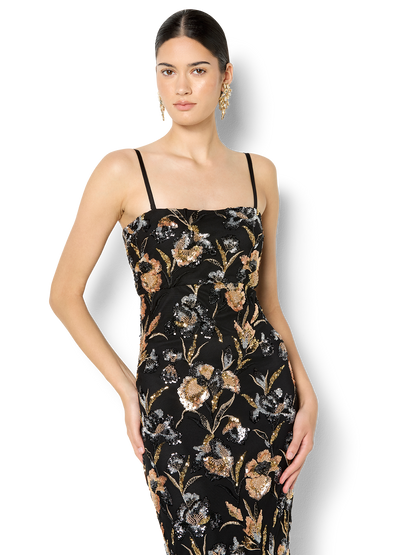 Harlow Black & Gold Sequin Gown