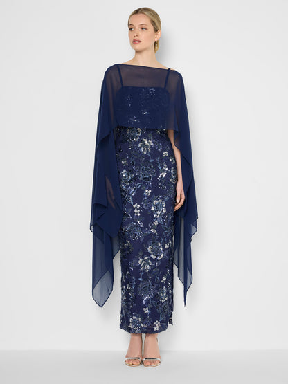 Harlow Navy & Silver Sequin Gown